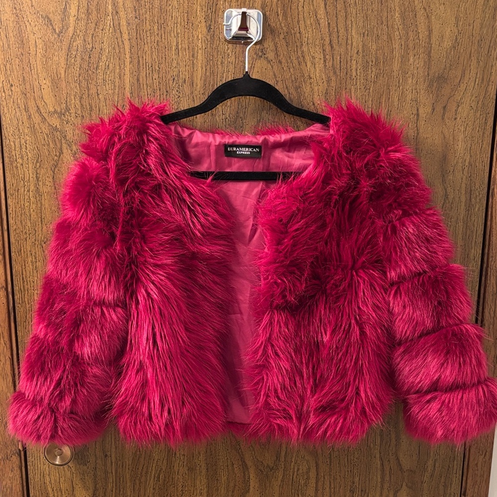 Faux Fur Jacket in Vibrant Pink